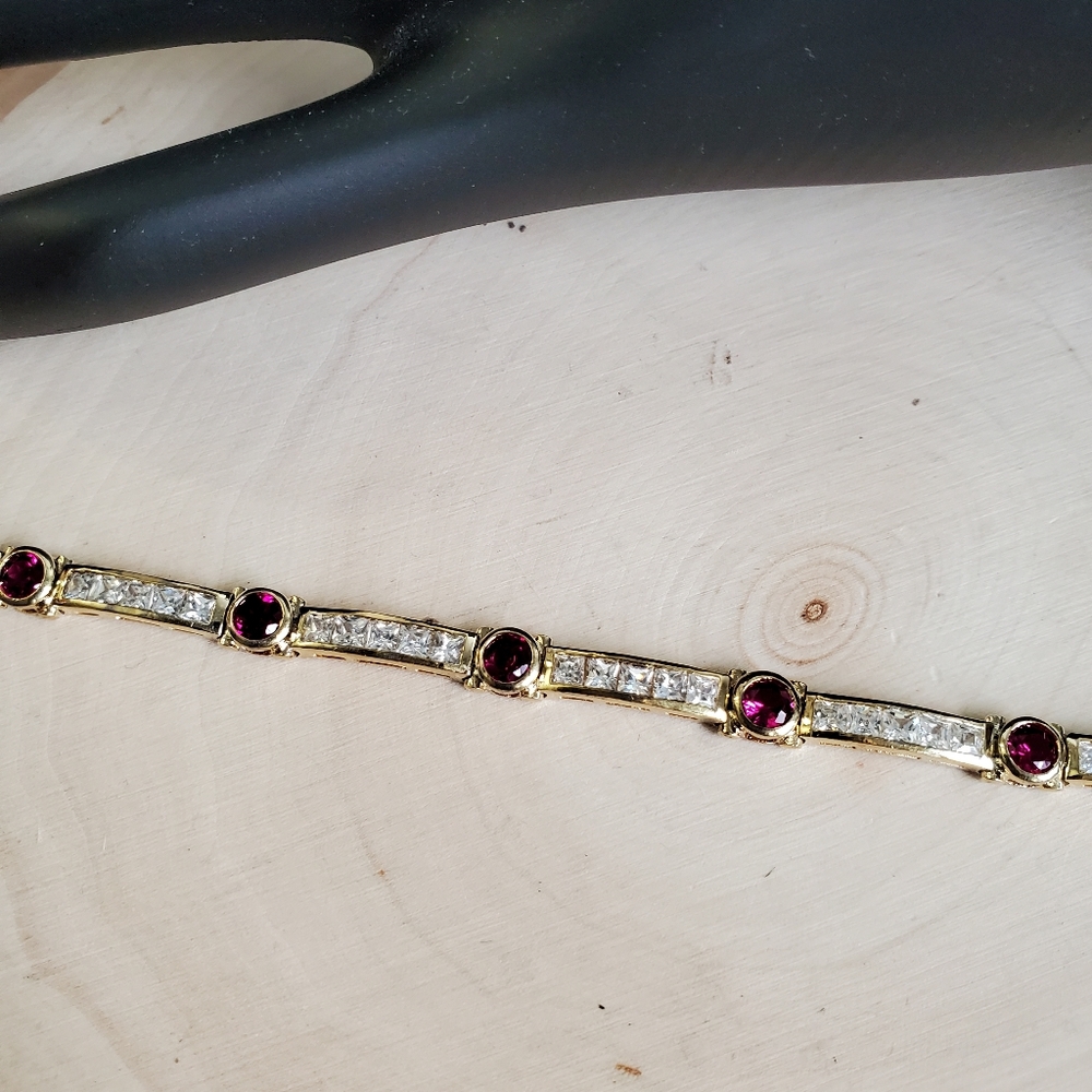 Sterling Silver 925 Ruby Bracelet - Picture 9 of 10